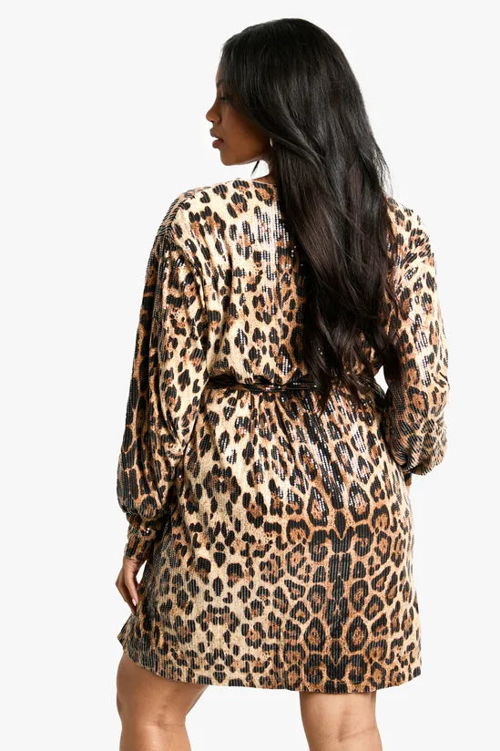 Plus Sequin Wrap Dress