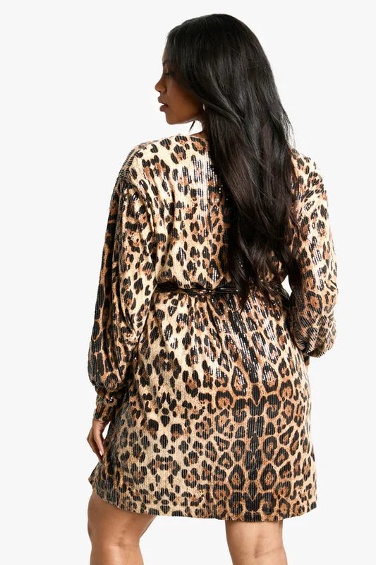 Plus Sequin Wrap Dress